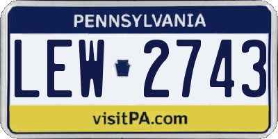 PA license plate LEW2743