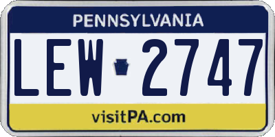 PA license plate LEW2747