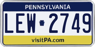 PA license plate LEW2749