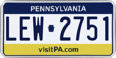 PA license plate LEW2751