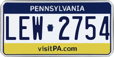 PA license plate LEW2754