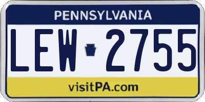 PA license plate LEW2755