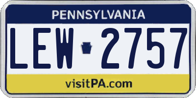 PA license plate LEW2757