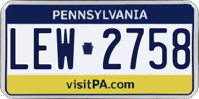 PA license plate LEW2758