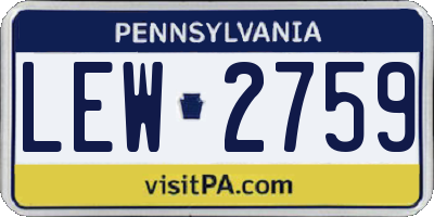 PA license plate LEW2759