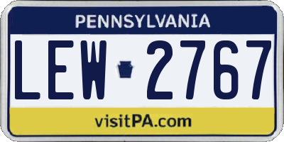 PA license plate LEW2767