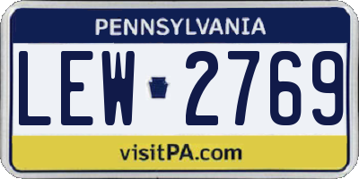 PA license plate LEW2769