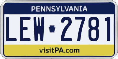PA license plate LEW2781