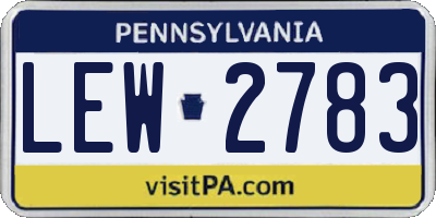 PA license plate LEW2783