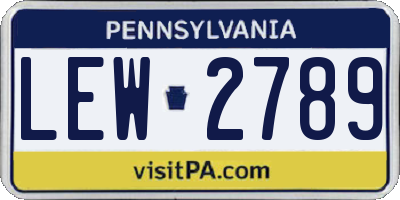 PA license plate LEW2789