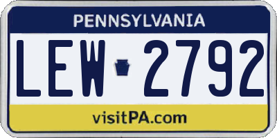 PA license plate LEW2792