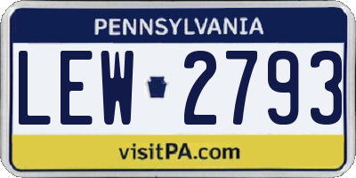 PA license plate LEW2793