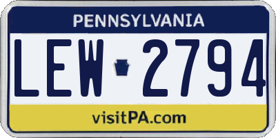 PA license plate LEW2794