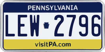 PA license plate LEW2796
