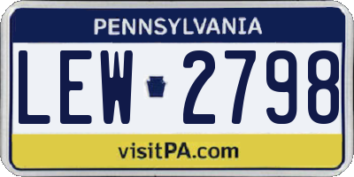 PA license plate LEW2798
