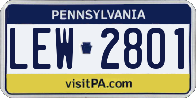 PA license plate LEW2801