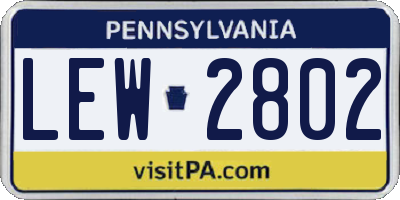 PA license plate LEW2802