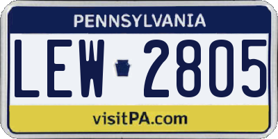 PA license plate LEW2805