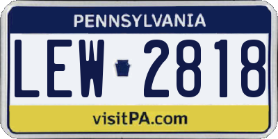 PA license plate LEW2818