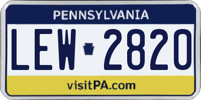 PA license plate LEW2820