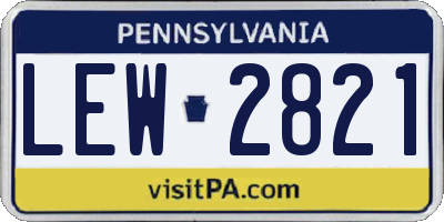 PA license plate LEW2821