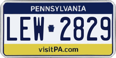 PA license plate LEW2829