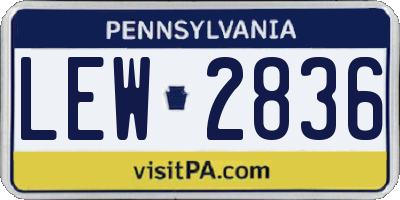 PA license plate LEW2836