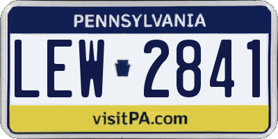 PA license plate LEW2841