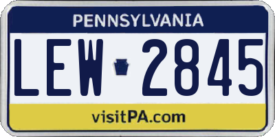 PA license plate LEW2845