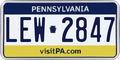 PA license plate LEW2847