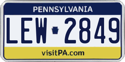 PA license plate LEW2849