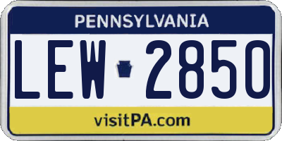 PA license plate LEW2850