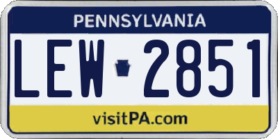 PA license plate LEW2851