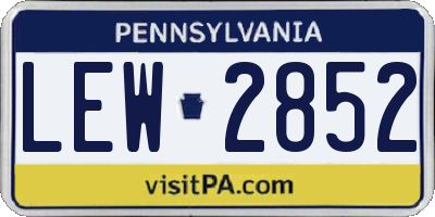 PA license plate LEW2852