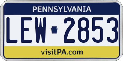 PA license plate LEW2853