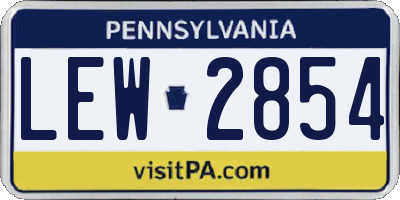 PA license plate LEW2854