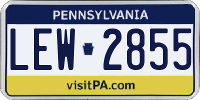PA license plate LEW2855