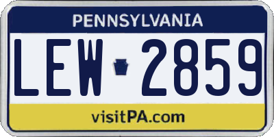 PA license plate LEW2859