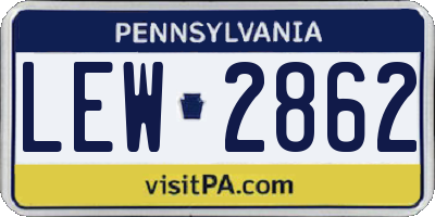 PA license plate LEW2862