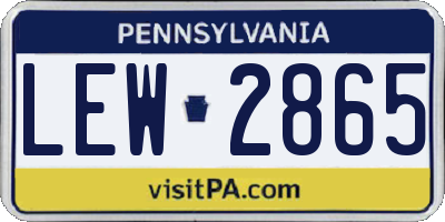 PA license plate LEW2865