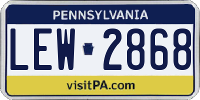PA license plate LEW2868
