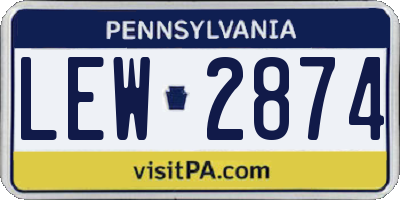 PA license plate LEW2874