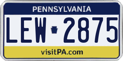 PA license plate LEW2875