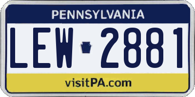 PA license plate LEW2881