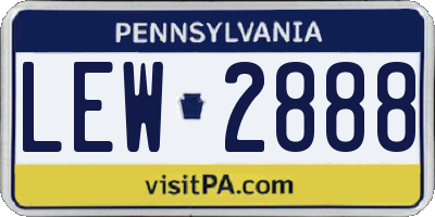 PA license plate LEW2888