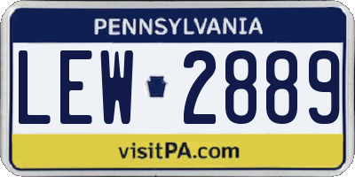 PA license plate LEW2889
