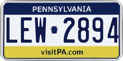 PA license plate LEW2894