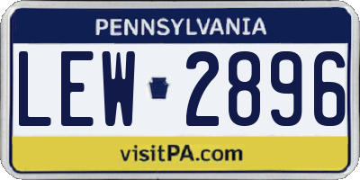 PA license plate LEW2896