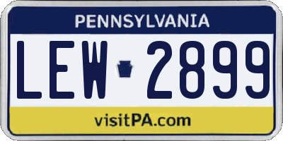 PA license plate LEW2899