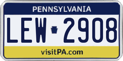 PA license plate LEW2908
